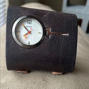Diesel Brown Leather Wall Clock
